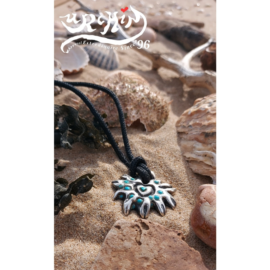 URCHIN Jewellery- 'Labchin' Solid Silver and Turquoise Pendant. Hallmarked. Hand-made in the UK.
