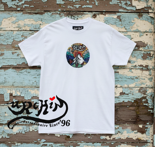 URCHIN -'Mountain Sunrise' Urchin Logo. Cotton T Shirt. Choice of Colours. Unisex.