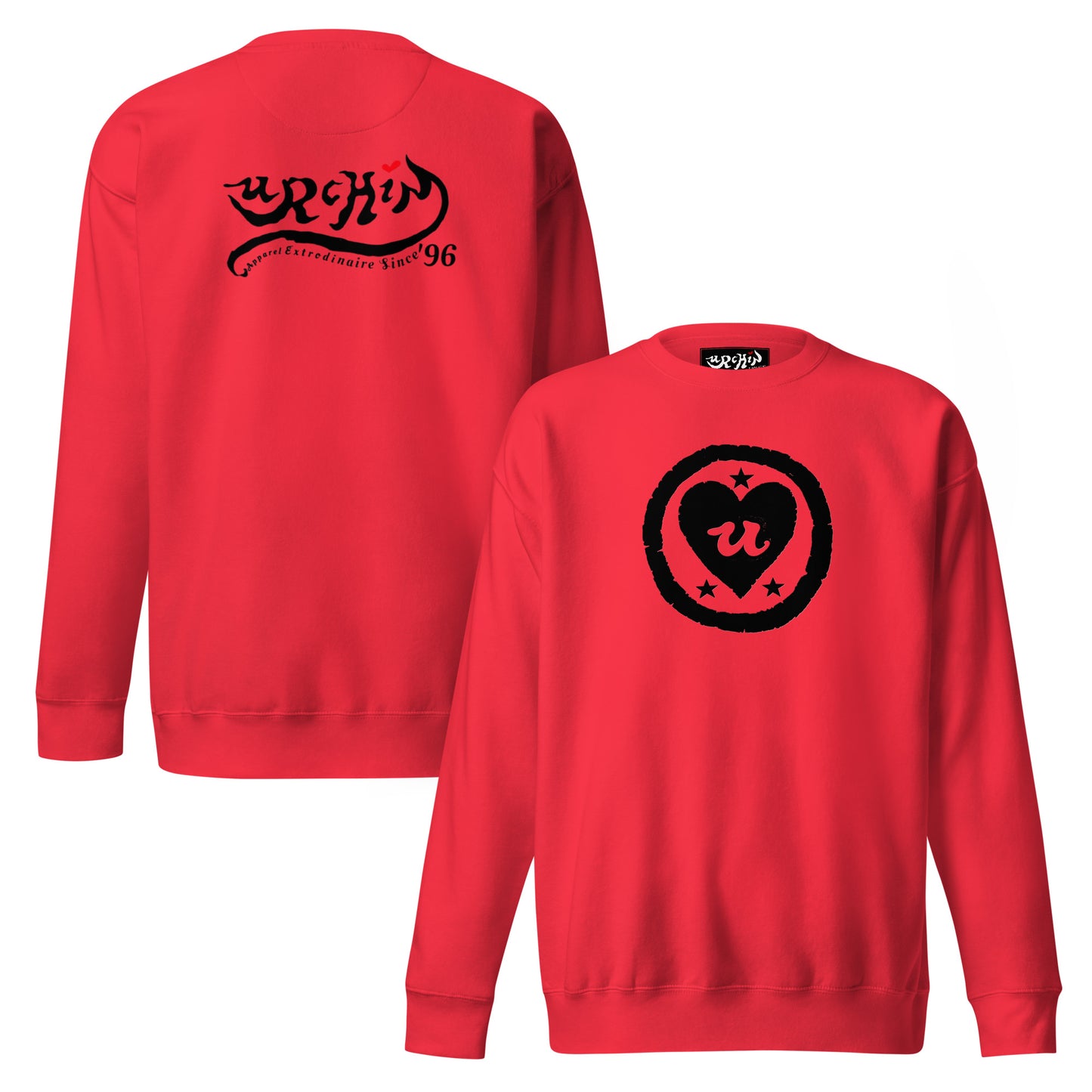 URCHIN 'LOVE U' Black Logo. Premium Cotton Sweatshirt. Choice of Colours. Unisex.