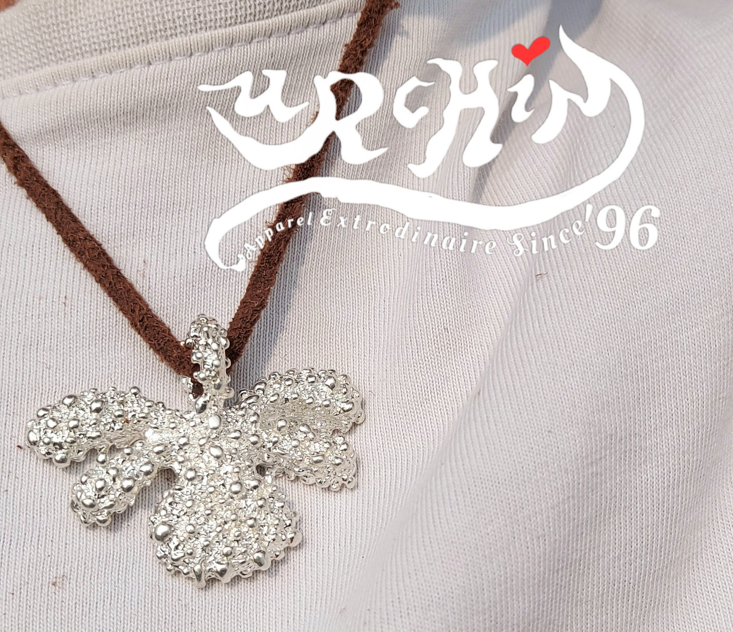 URCHIN Jewellery -'Encrusted Tsuba' Solid Silver Pendant. Hallmarked. Hand Made in the UK. Choice of Cord.