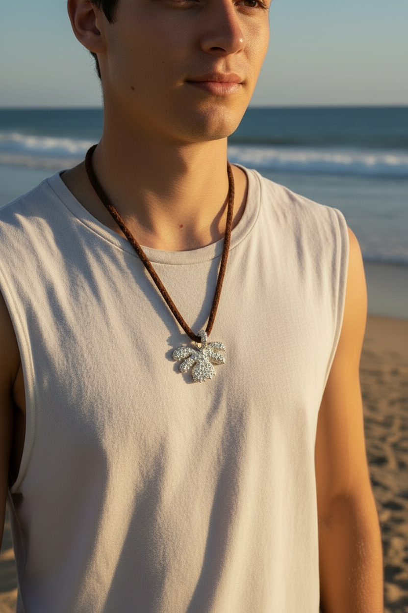 URCHIN Jewellery -'Coral Tsuba' Solid Silver Pendant. Hallmarked. Hand Made in the UK. Choice of Cord.