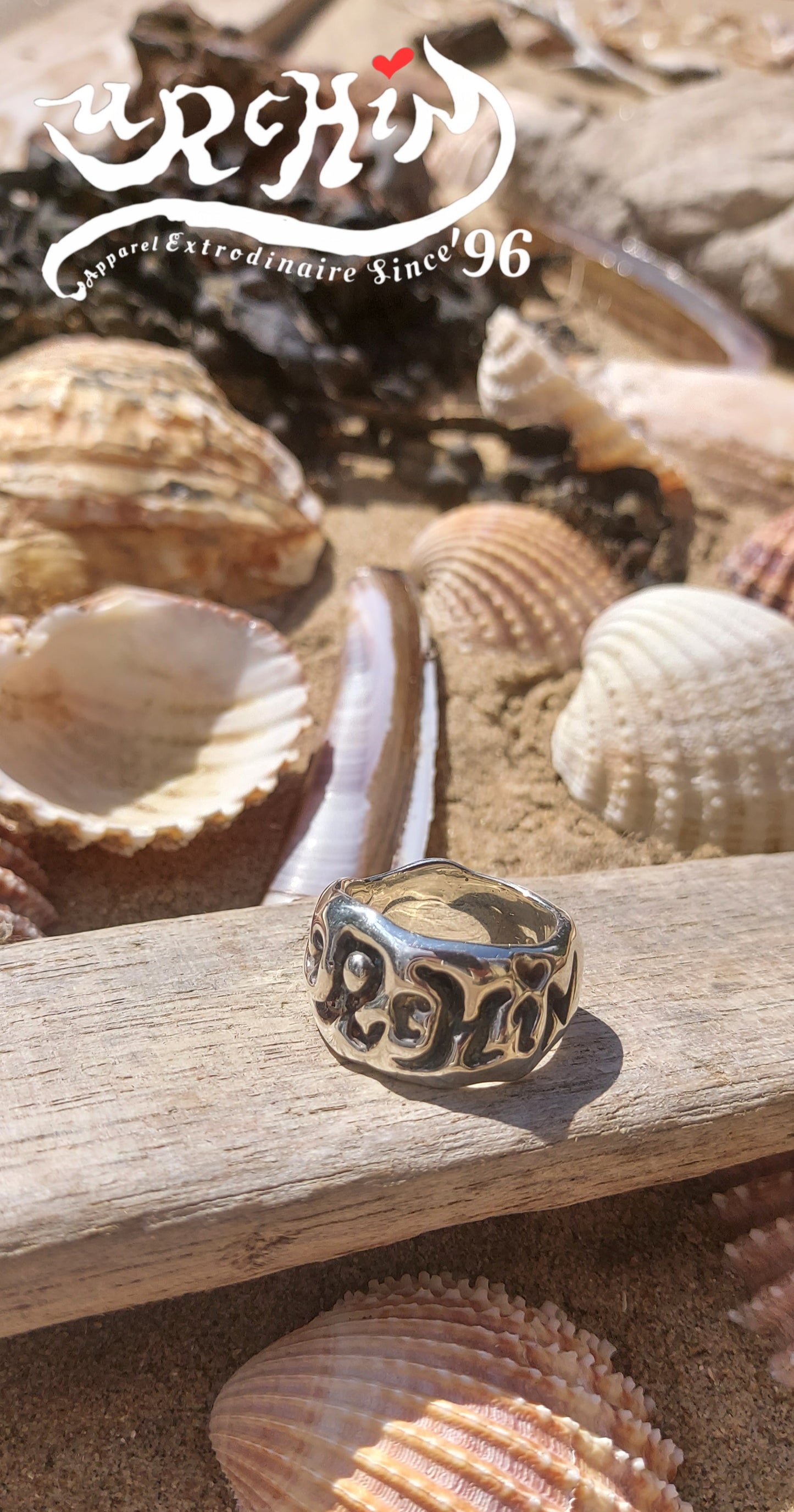 URCHIN Jewellery-'Phat Urchin' Logo Ring. Solid Silver. Hallmarked. Size S.