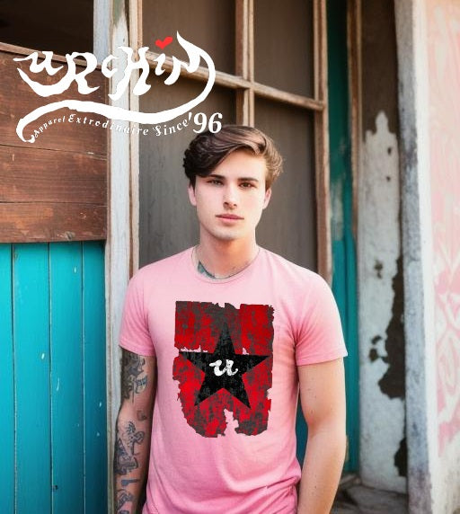 URCHIN Clothes -'U STAR' Black on Red- Old Poster. Cotton T Shirt. Choice of Colours. Unisex.