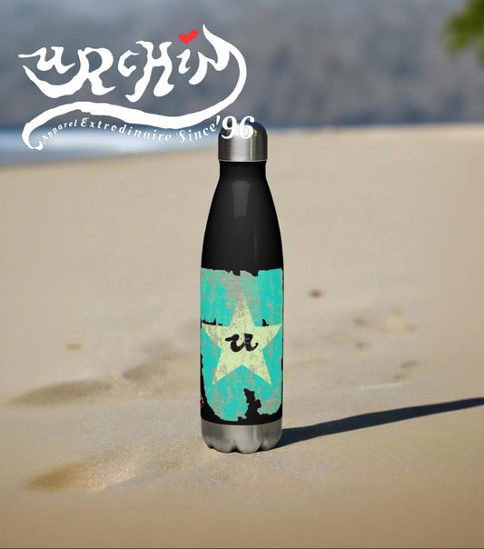 URCHIN Hydration Stainless Steel water bottle. U Star White & Blue Logo on Black or White.