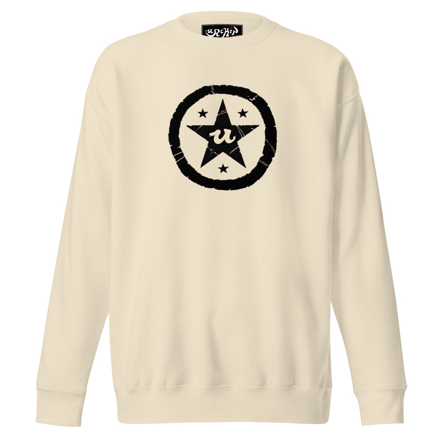 URCHIN-'U STAR' Black Logo. Premium Cotton Sweatshirt. Choice of Colours. Unisex.