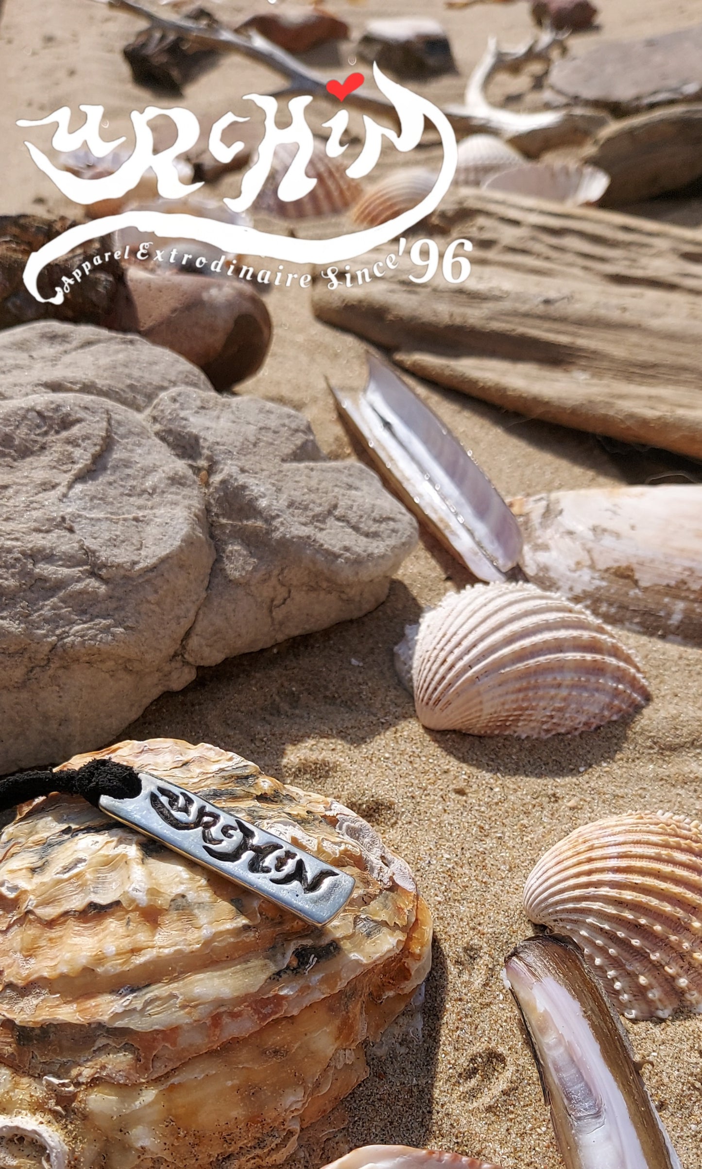 URCHIN -'Spiral Slab' Logo Unisex Pendant. Solid Silver, Hallmarked. Hand-made in UK.