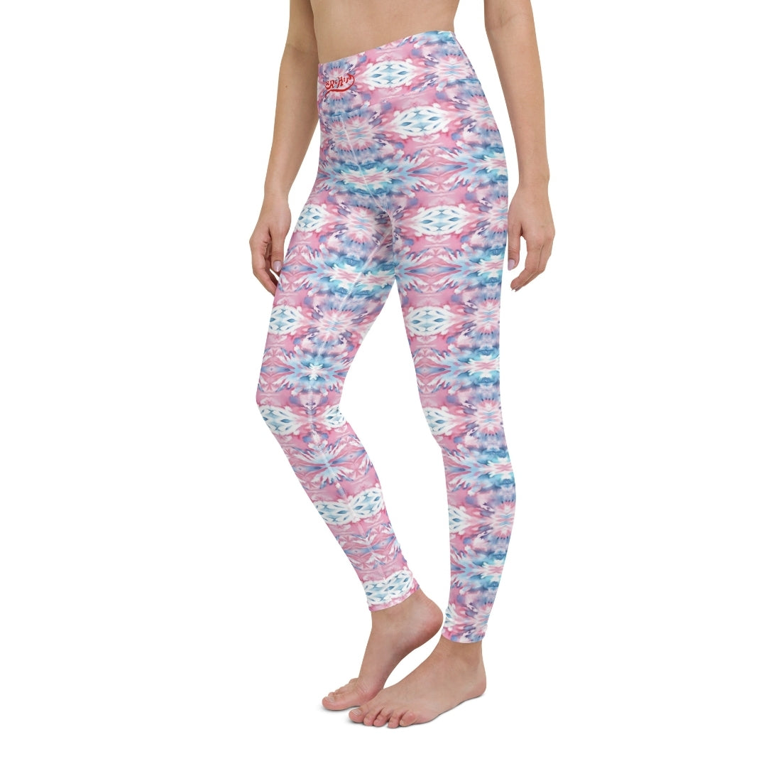 URCHIN Clothes & Sportswear 'CORAL SEA' Pink & Blue Tie Dye. Yoga Leggings. Choice of Sizes.