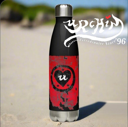 URCHIN Hydration Stainless Steel water bottle. 'U LOVE' Black/Red Logo on Black or White option.