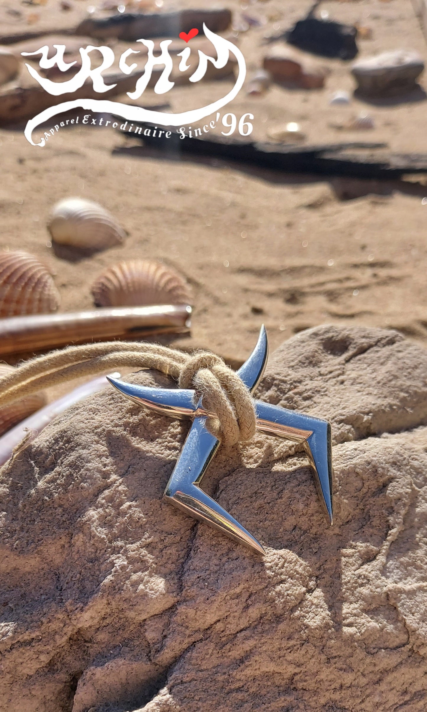 URCHIN Jewellery - 'Moon Rays' Solid Silver Unisex Pendant. Hallmarked. Hand-made in the UK. Choice of Cord.