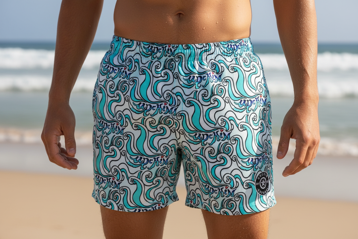 URCHIN 'U WAVES' Unisex Recycled Swim Board Shorts.