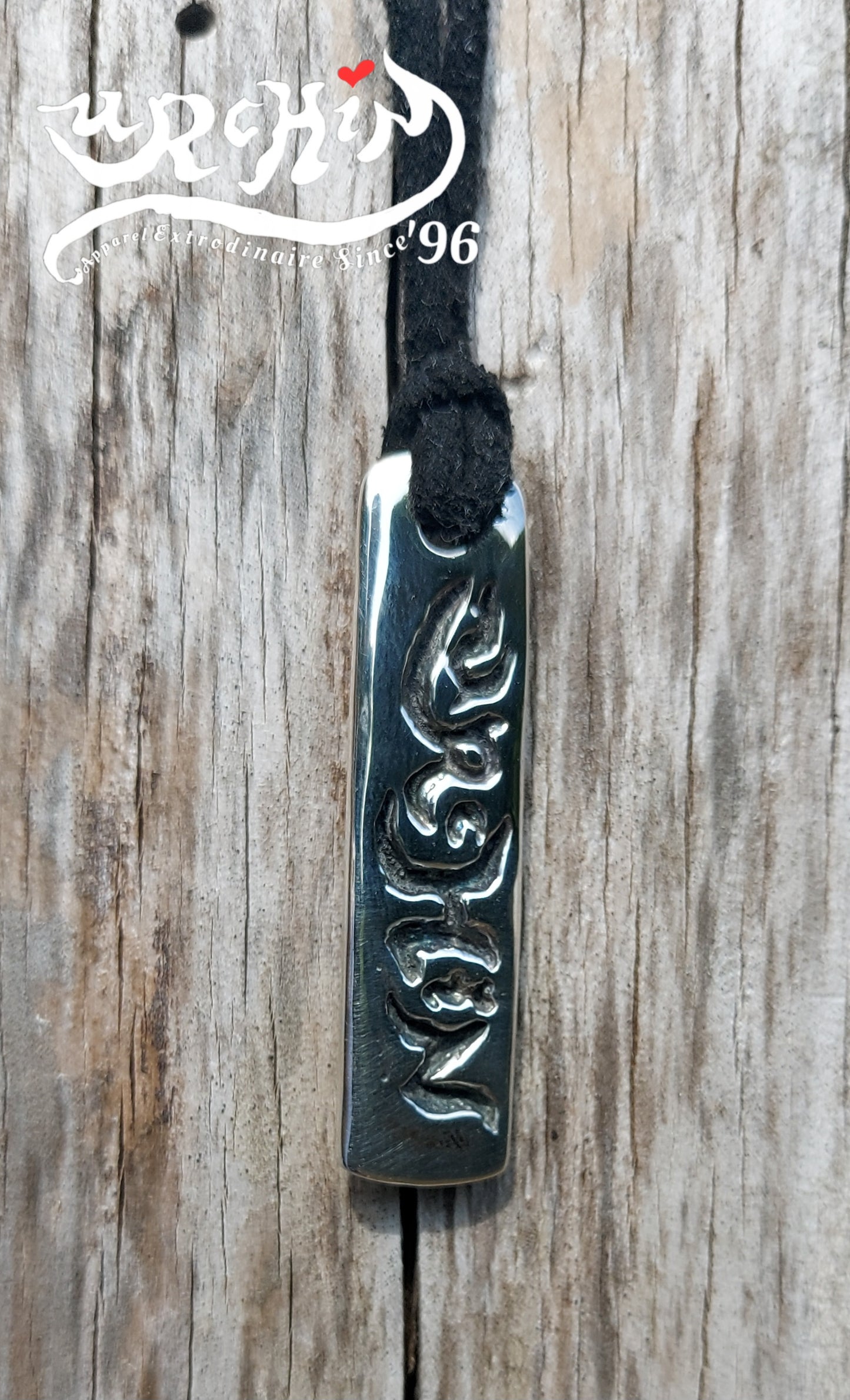 URCHIN -'Spiral Slab' Logo Unisex Pendant. Solid Silver, Hallmarked. Hand-made in UK.