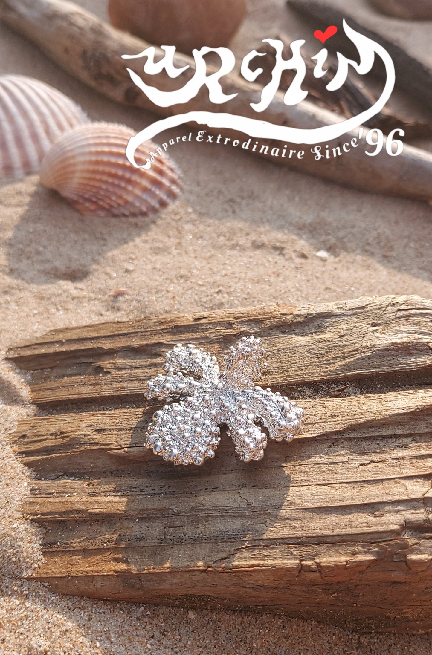 URCHIN Jewellery -'Encrusted Tsuba' Solid Silver Pendant. Hallmarked. Hand Made in the UK. Choice of Cord.