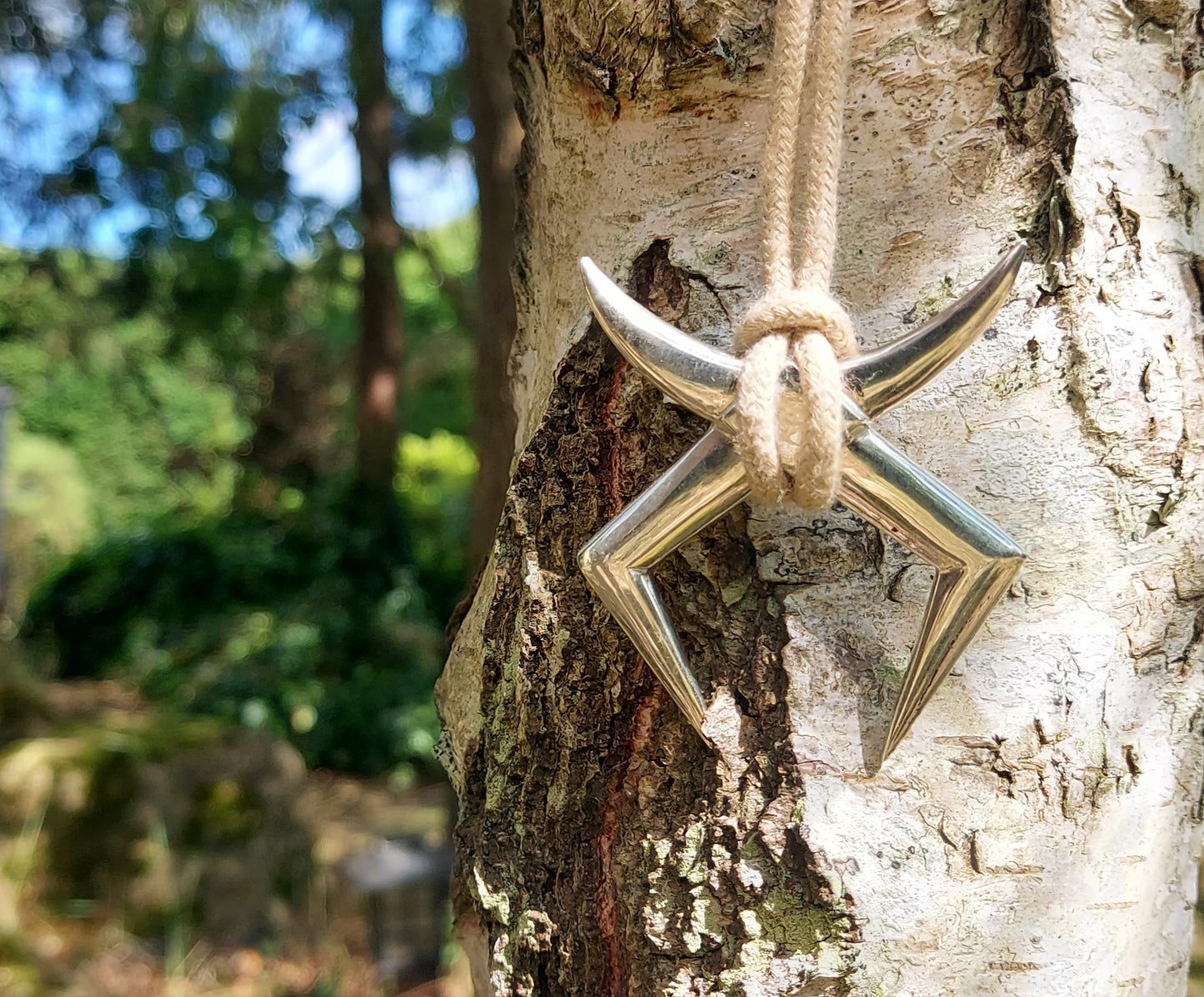 URCHIN Jewellery - 'Moon Rays' Solid Silver Unisex Pendant. Hallmarked. Hand-made in the UK. Choice of Cord.