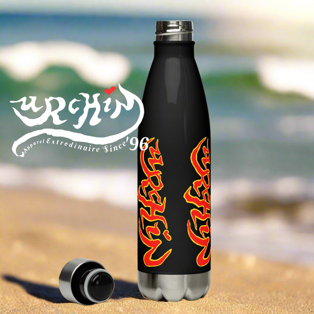 URCHIN Hydration Stainless Steel water bottle. Red Logo on Black or White.