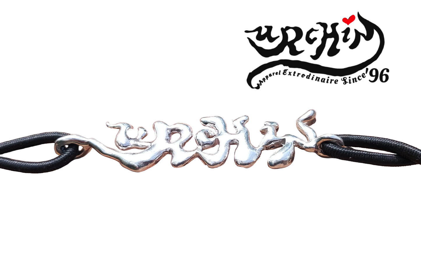URCHIN 'URCHIN' Logo Womens Choker Pendant. Solid Silver. Hallmarked and Hand-made in UK.