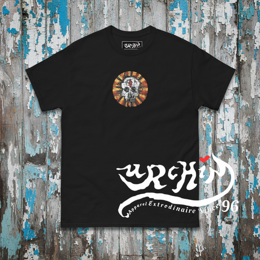 URCHIN -'DOLLAR SKULL' Cotton T Shirt. Choice of Dark Colours. Unisex.