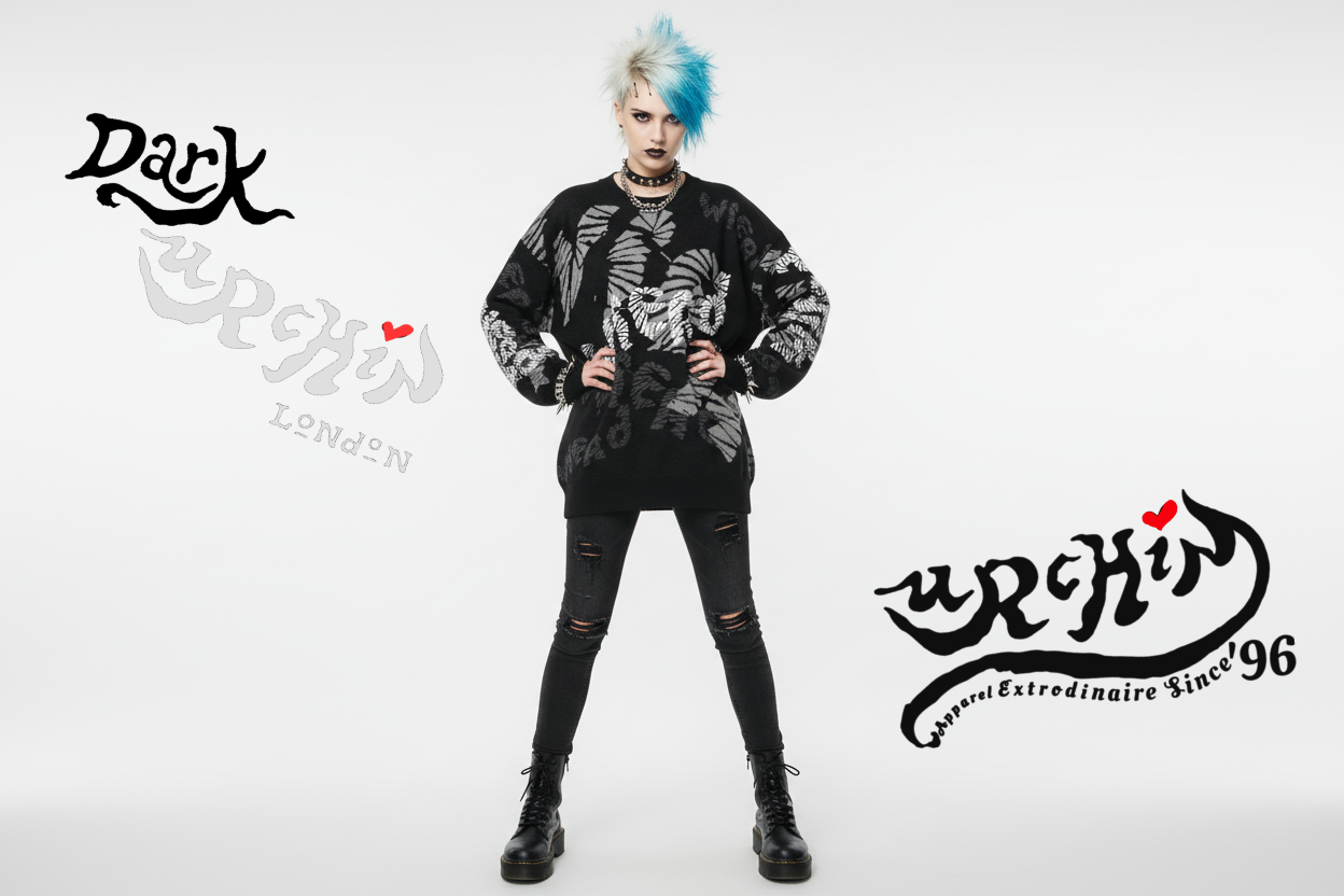 DARK URCHIN 'WiERD WiERD' Relaxed fit knitted crew neck sweater. XL