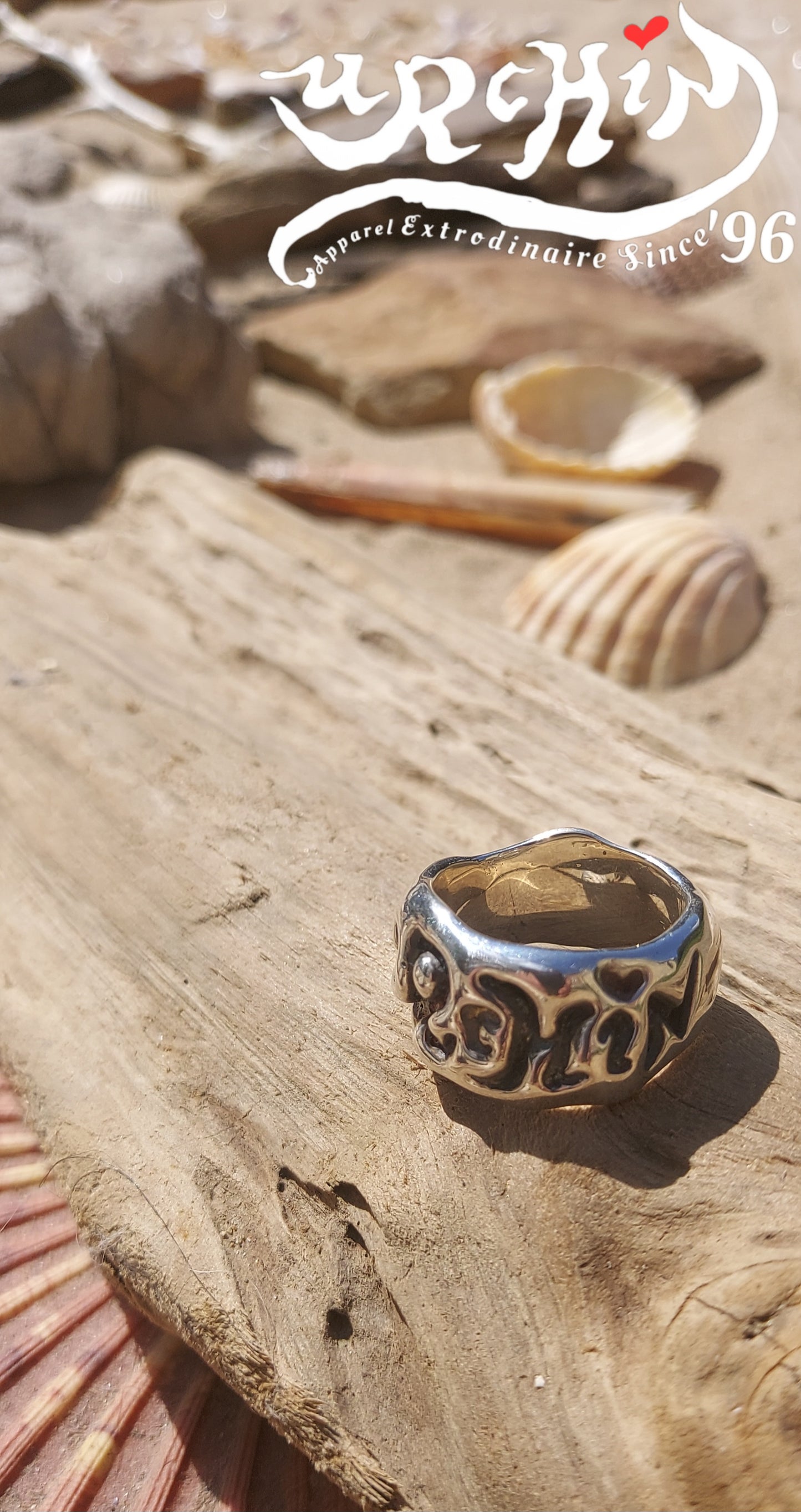 URCHIN Jewellery-'Phat Urchin' Logo Ring. Solid Silver. Hallmarked. Size S.