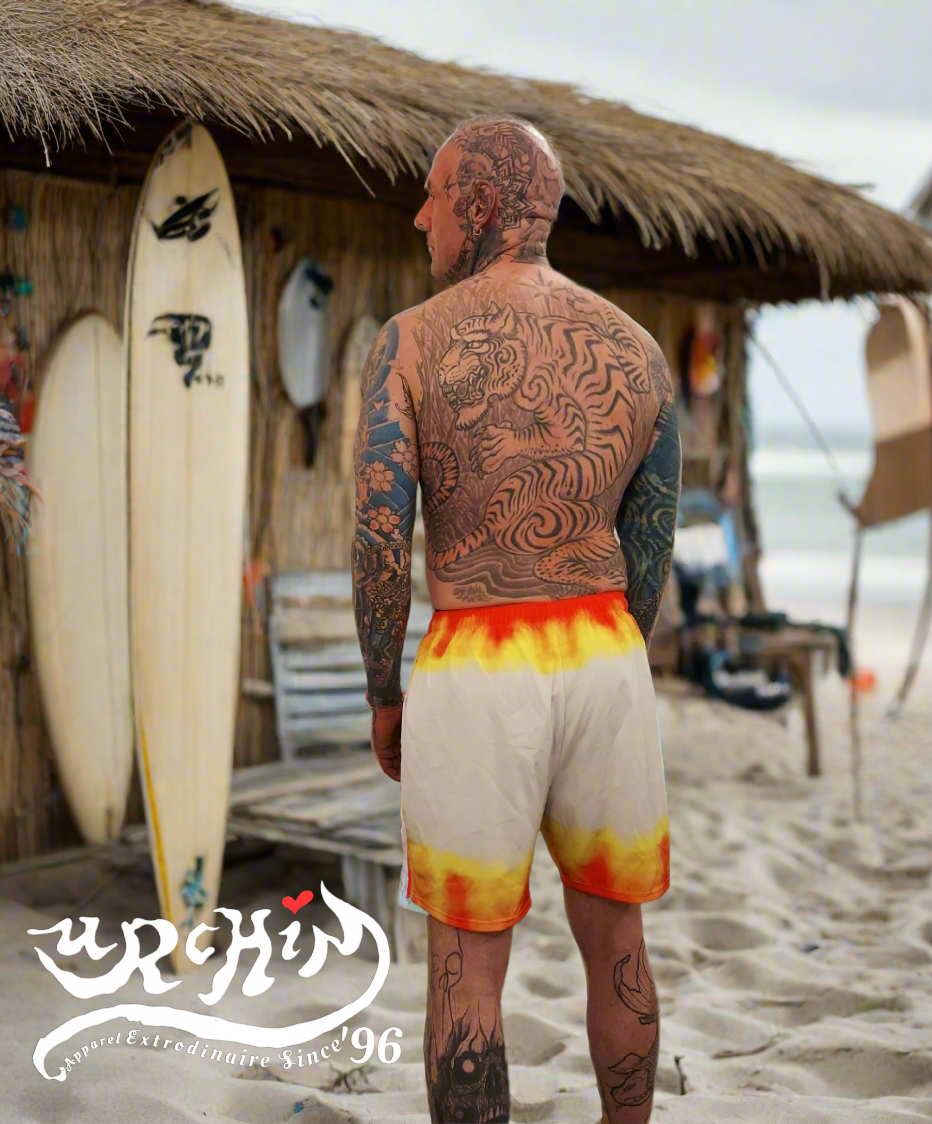 URCHIN 'FLAME' Unisex Recycled Swim Board Shorts.