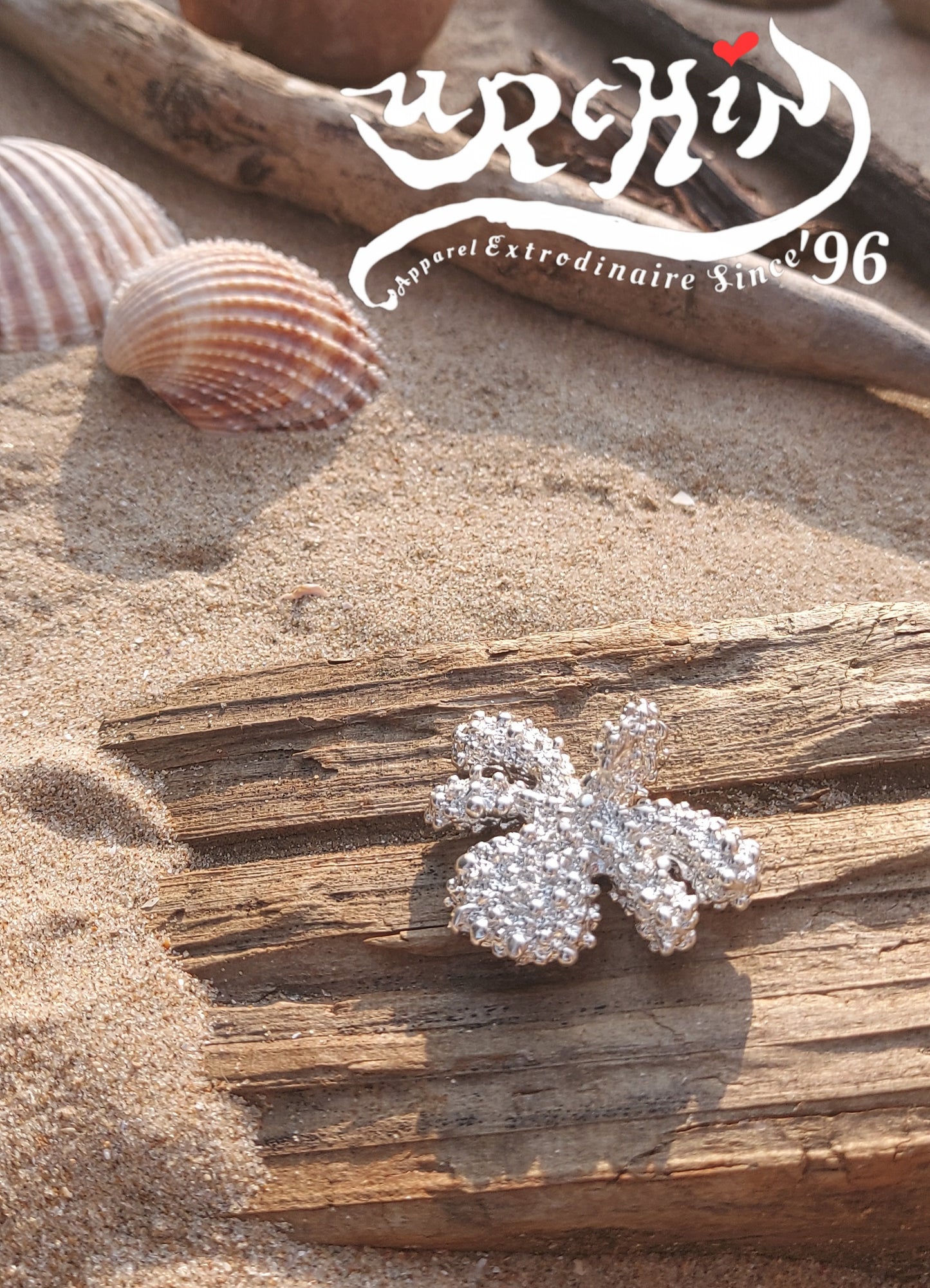 URCHIN Jewellery -'Encrusted Tsuba' Solid Silver Pendant. Hallmarked. Hand Made in the UK. Choice of Cord.