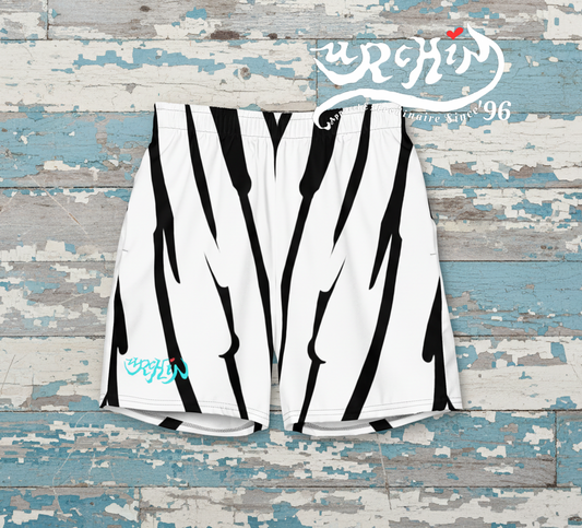 URCHIN RIP WAVE 'ZEBRA FISH' Unisex Premium Recycled Swim Trunks.