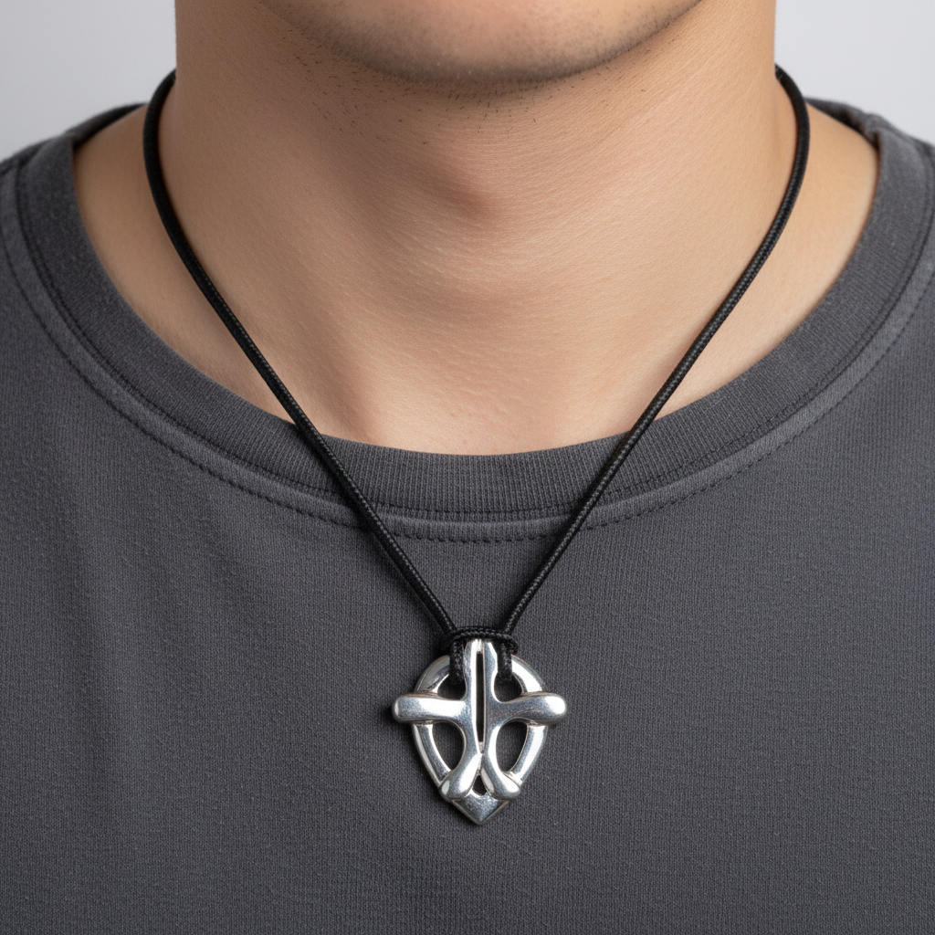 URCHIN Jewellery -'Heart Embrace' Unisex Silver Pendant. Solid Silver, Hallmarked. Hand-made in UK.