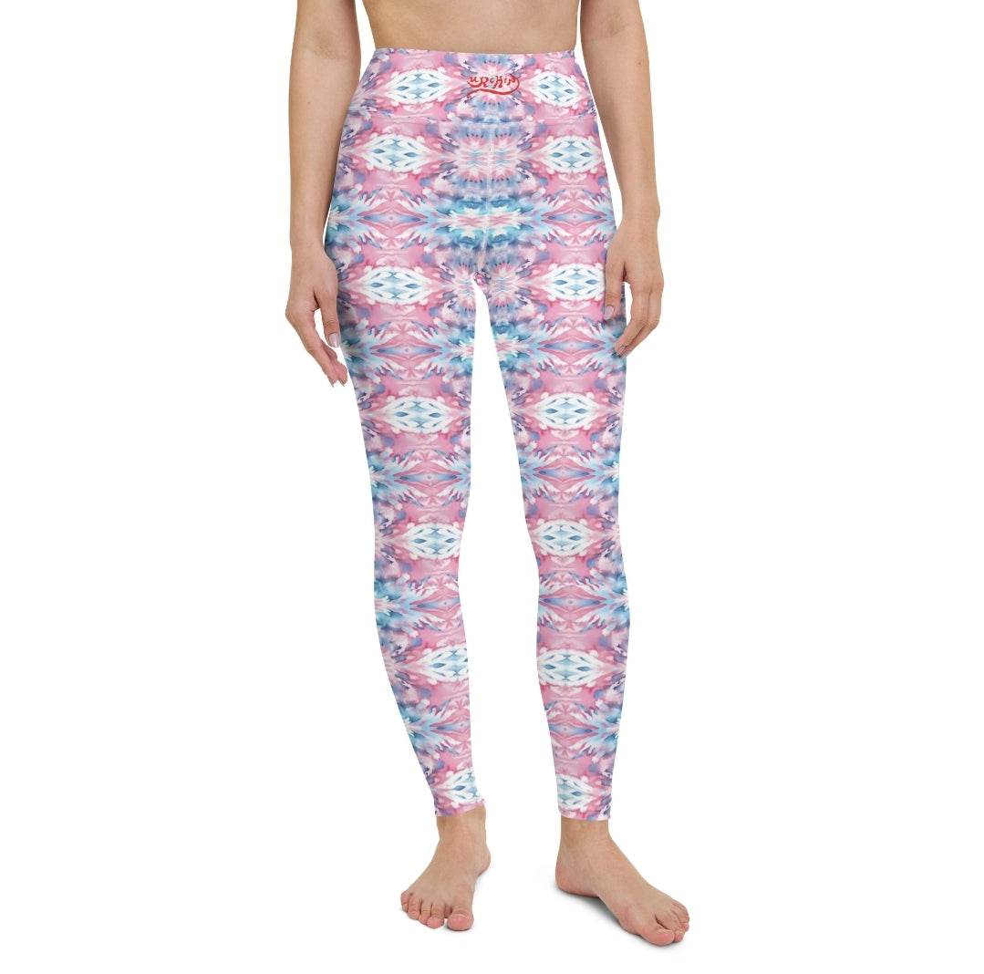 URCHIN Clothes & Sportswear 'CORAL SEA' Pink & Blue Tie Dye. Yoga Leggings. Choice of Sizes.