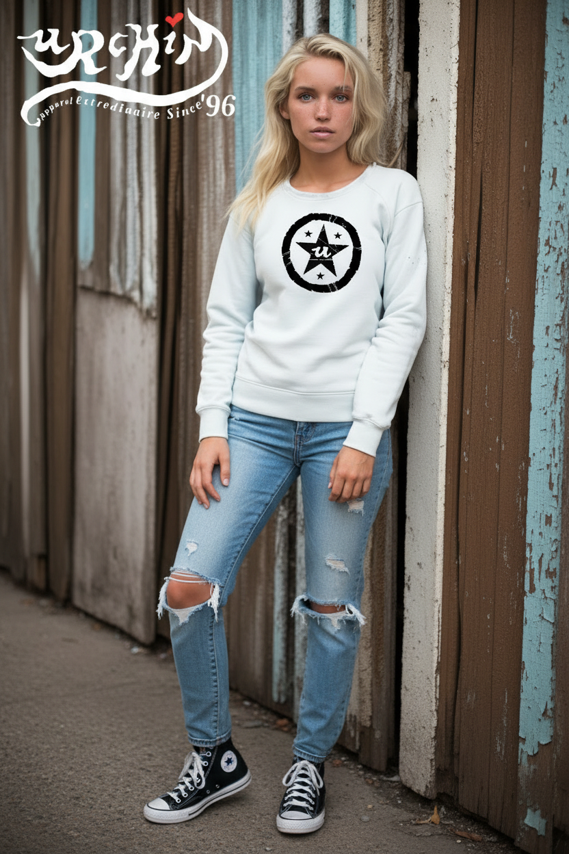 URCHIN-'U STAR' Black Logo. Premium Cotton Sweatshirt. Choice of Colours. Unisex.