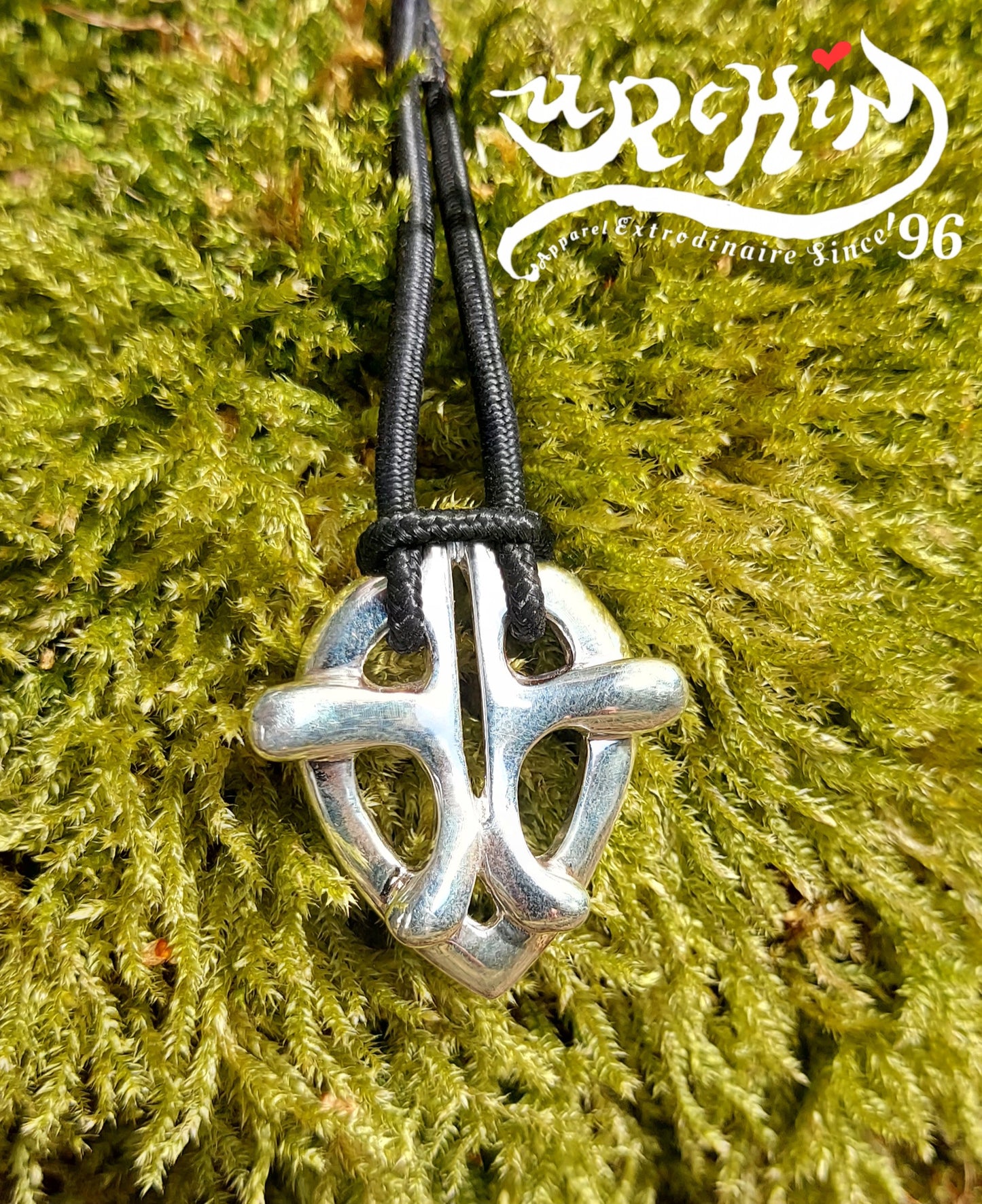 URCHIN Jewellery -'Heart Embrace' Unisex Silver Pendant. Solid Silver, Hallmarked. Hand-made in UK.