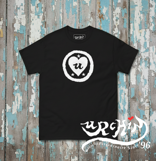 URCHIN Clothes-'LOVE U' White Logo. Cotton T Shirt. Choice of Colours. Unisex