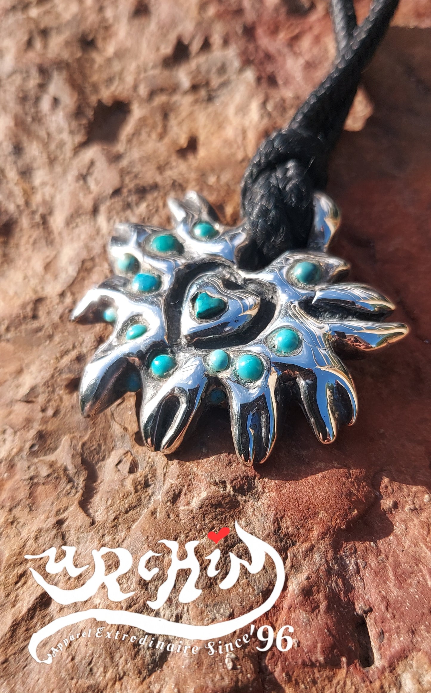 URCHIN Jewellery- 'Labchin' Solid Silver and Turquoise Pendant. Hallmarked. Hand-made in the UK.