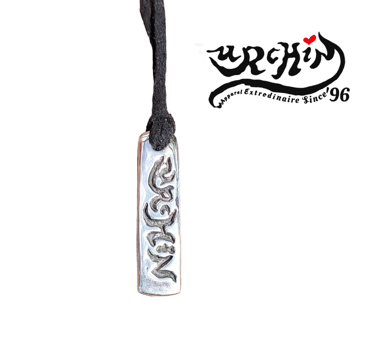 URCHIN -'Spiral Slab' Logo Unisex Pendant. Solid Silver, Hallmarked. Hand-made in UK.