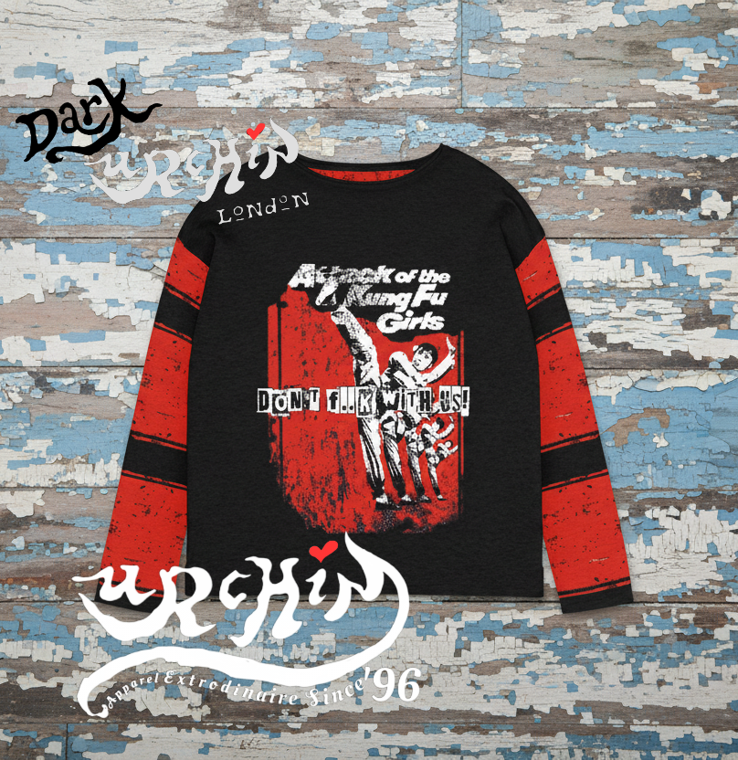 DARK URCHIN 'DONT F..K WITH US - KUNG FU GIRLS' Women’s straight bottom knitted sweater.