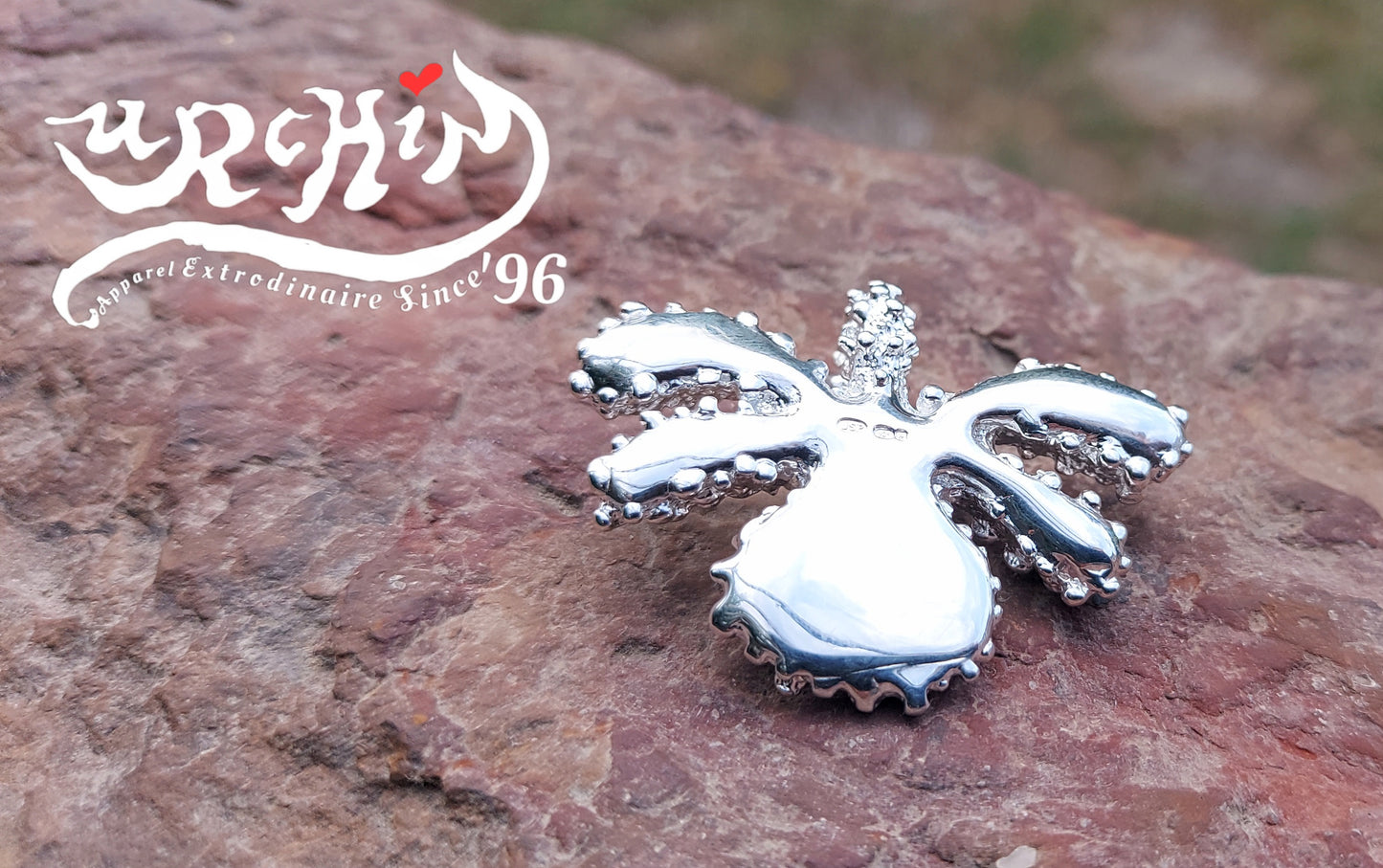 URCHIN Jewellery -'Encrusted Tsuba' Solid Silver Pendant. Hallmarked. Hand Made in the UK. Choice of Cord.