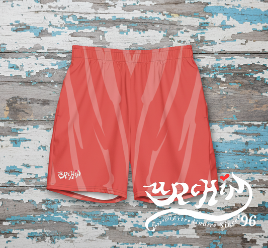 URCHIN RIP WAVE 'RED CORAL' Unisex Premium Recycled Swim Trunks