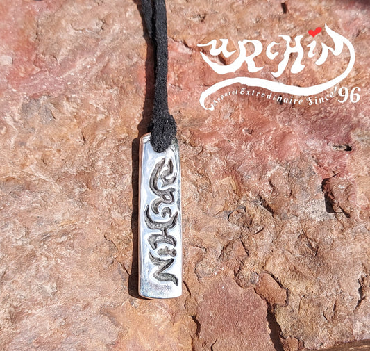URCHIN -'Spiral Slab' Logo Unisex Pendant. Solid Silver, Hallmarked. Hand-made in UK.