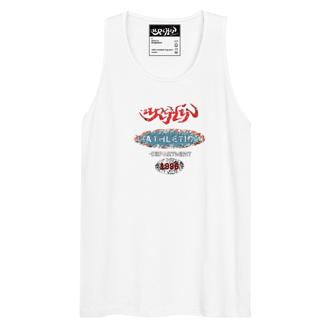 URCHIN Sports Mens Tank Top. 'Urchin Athletic Department 1996' Colour. Cotton. Range of Colours.