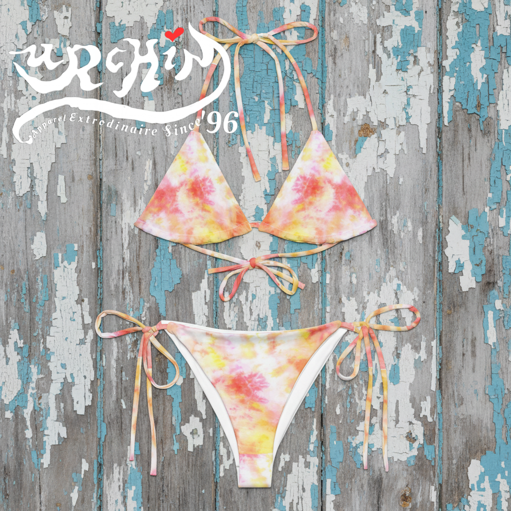 URCHIN 'STAR ROSE' Original Tie Dye Print recycled string bikini