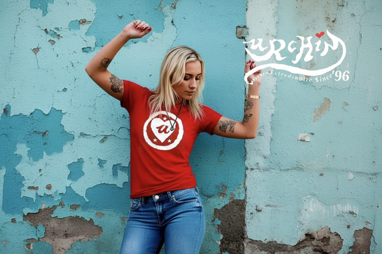 URCHIN-'LOVE U' White Logo. Cotton T Shirt. Choice of Colours. Unisex