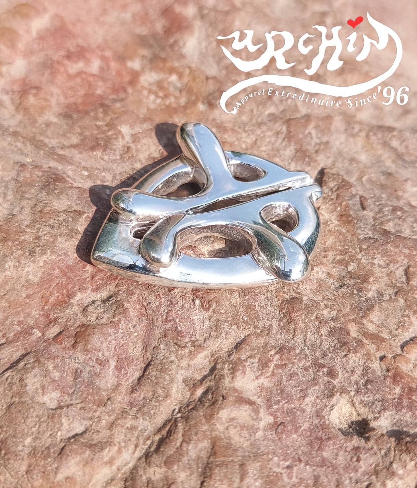 URCHIN Jewellery -'Heart Embrace' Unisex Silver Pendant. Solid Silver, Hallmarked. Hand-made in UK.