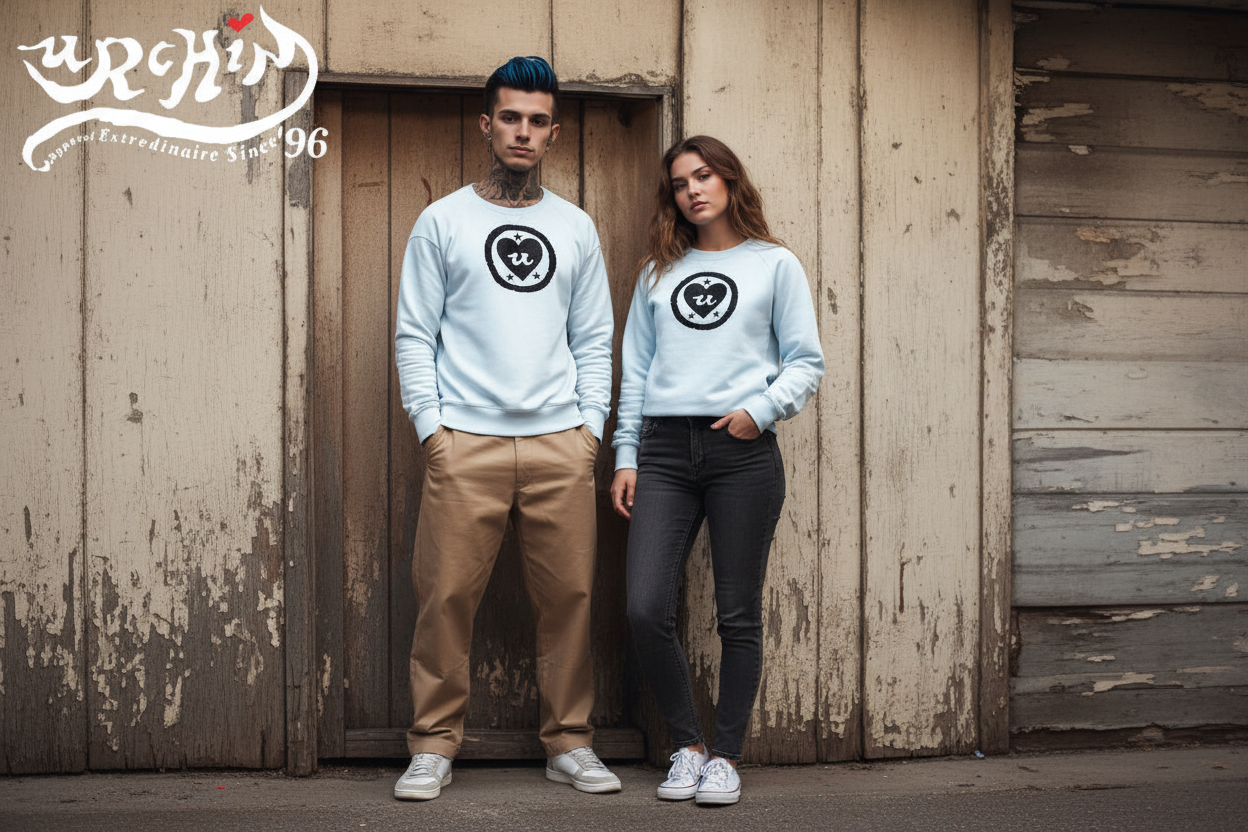 URCHIN 'LOVE U' Black Logo. Premium Cotton Sweatshirt. Choice of Colours. Unisex.