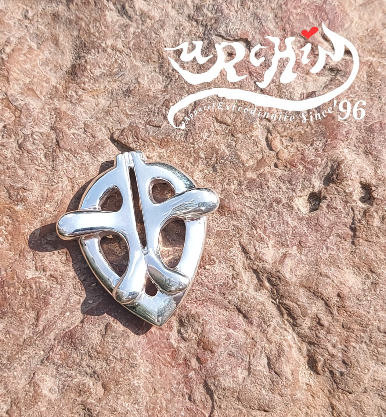 URCHIN Jewellery -'Heart Embrace' Unisex Silver Pendant. Solid Silver, Hallmarked. Hand-made in UK.