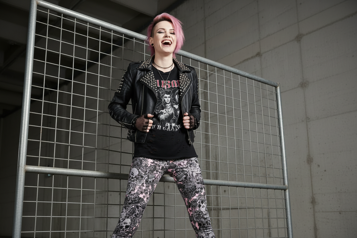 DARK URCHIN 'Skull Storm' Leggings. Colour 'Coral' ( Pink ). Choice of Sizes.