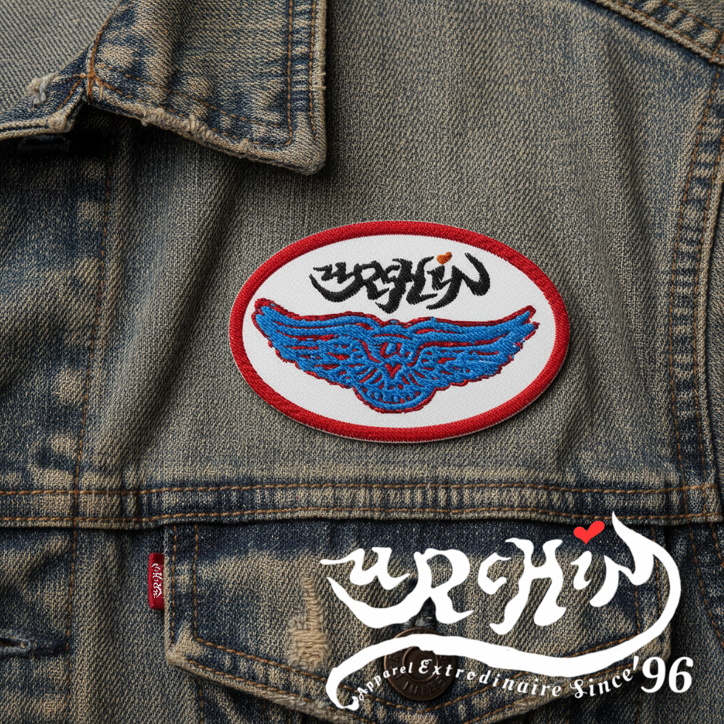 URCHIN Patch.'U FLY' Athletic Wing Logo. Oval. Embroidered.