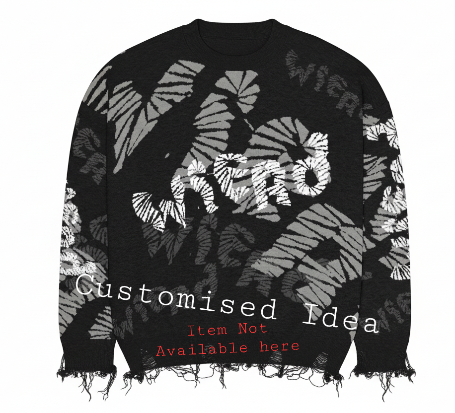 DARK URCHIN 'WiERD WiERD' Relaxed fit knitted crew neck sweater. XL