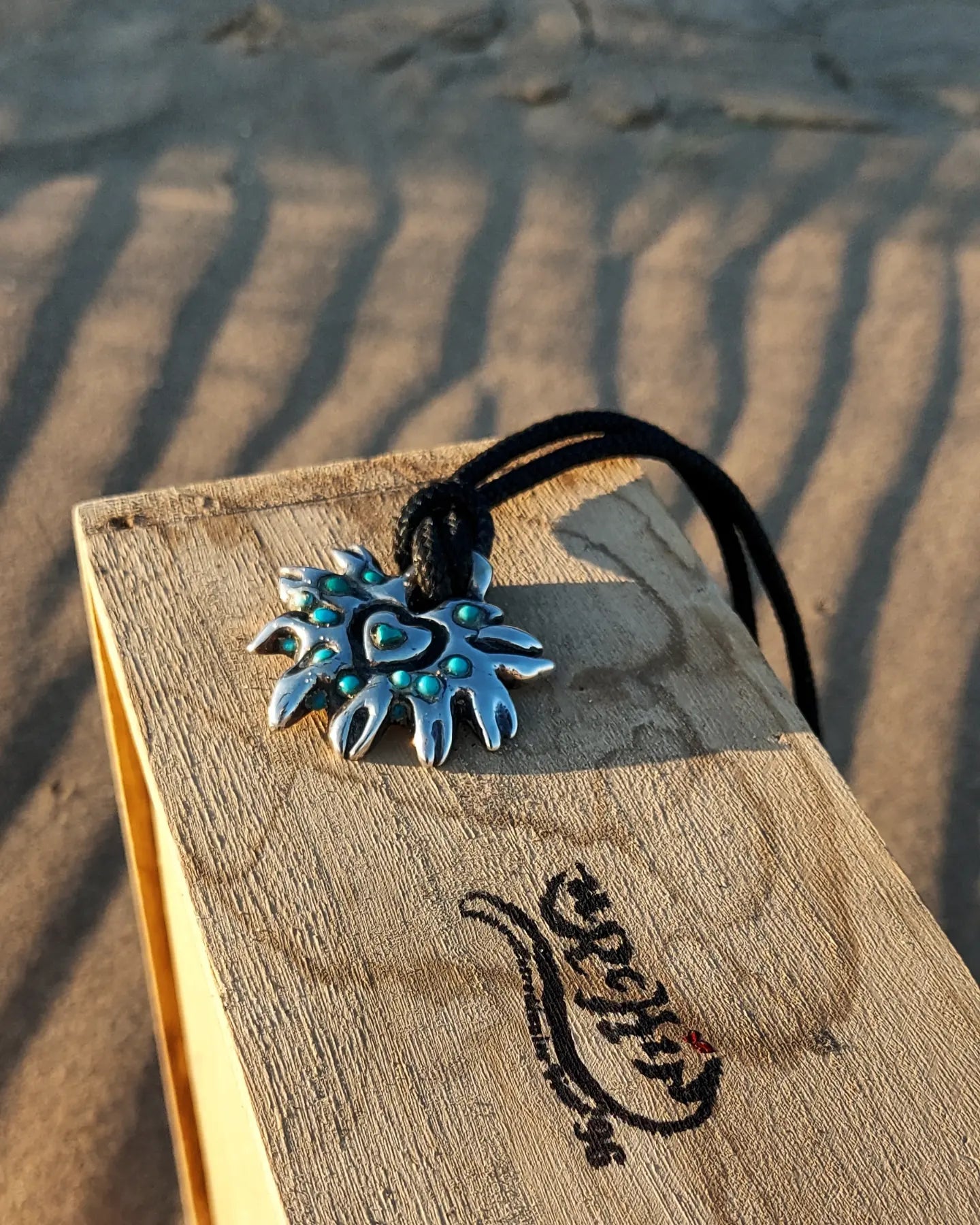 URCHIN Jewellery- 'Labchin' Solid Silver and Turquoise Pendant. Hallmarked. Hand-made in the UK.