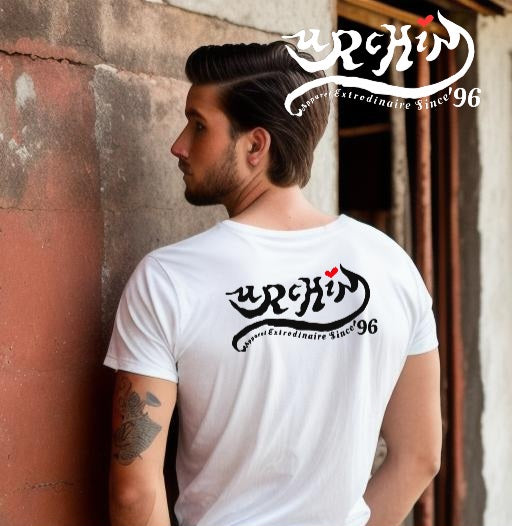 URCHIN Clothes -'LOVE U' Cream on Blue- Old Poster. Cotton T Shirt. Choice of Colours. Unisex.