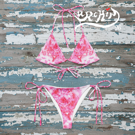 URCHIN 'STRAWBERRY BLUSH' Original Tie Dye Print. Recycled string bikini