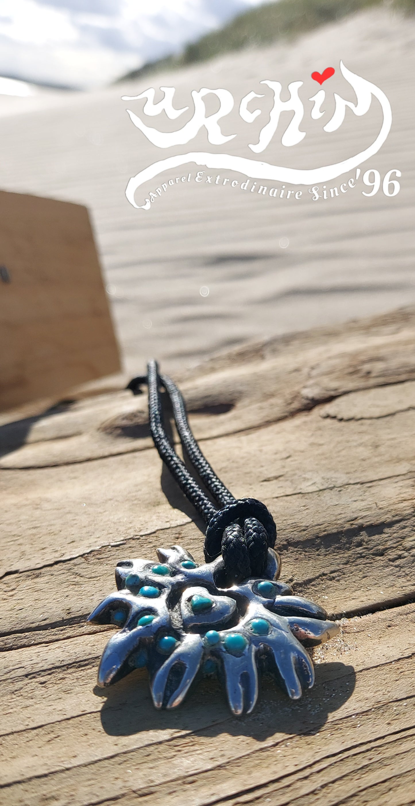 URCHIN Jewellery- 'Labchin' Solid Silver and Turquoise Pendant. Hallmarked. Hand-made in the UK.