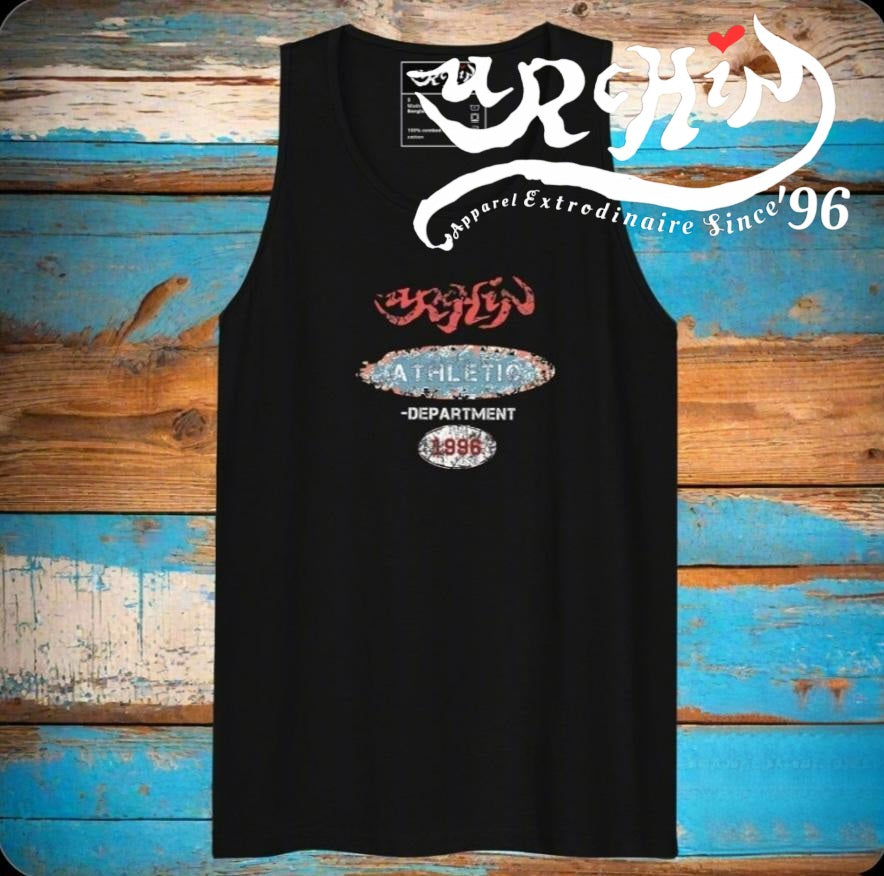 URCHIN Sports Mens Tank Top. 'Urchin Athletic Department 1996' Colour. Cotton. Range of Colours.